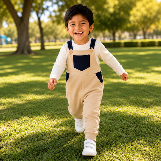 Overol Carpintero Niños Beige French Terry | Talla 2 | 1-2 Años | Baby Ant